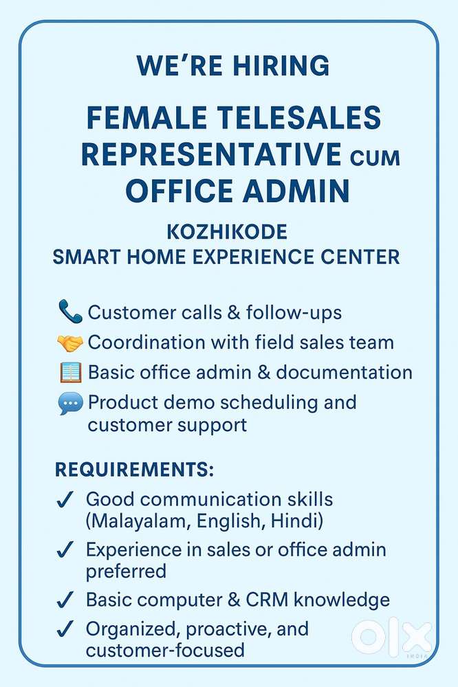 Female Telesales Representative cum Office Admin