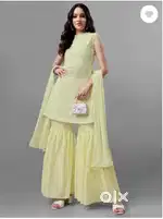 Women Green Sharara Suit Set with Dupatta