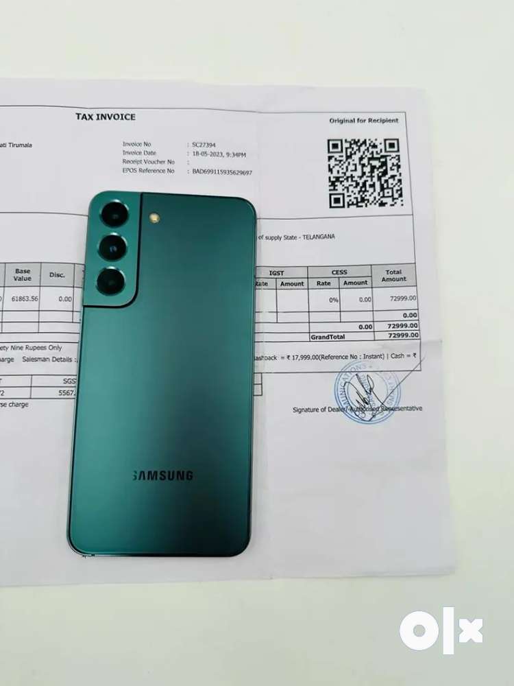 Samsung S22, 128 GB, 4 months old, Green Indian purchased