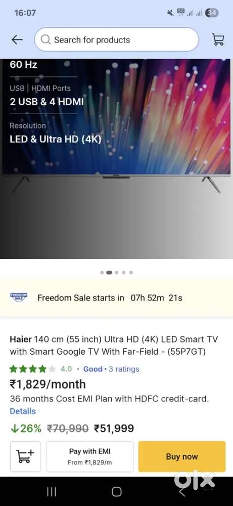 Haier TV 55inch