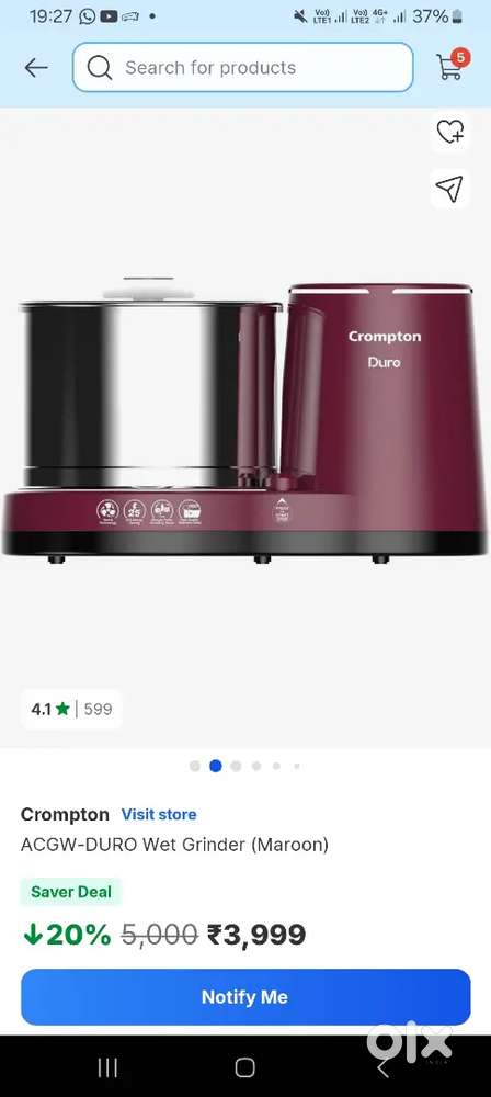 Crompton duro one wet grinder