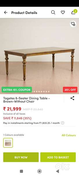 6 seater wooden dining table