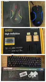 Cosmic byte gaming keybaord and ant esports gaming mouse and hdmi cabl