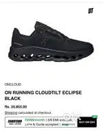 ON RUNNING CLOUDTILT ECLIPSE BLACK SHOE 10 UK