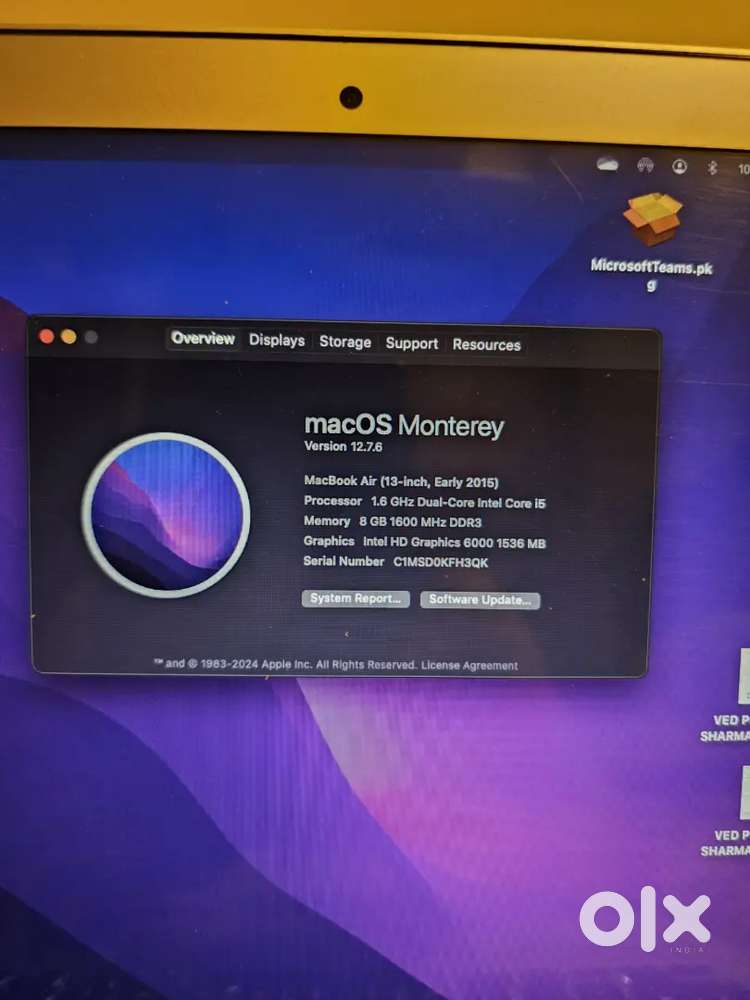 Mac Air 13inch, 8 GB - 256 GB SSD