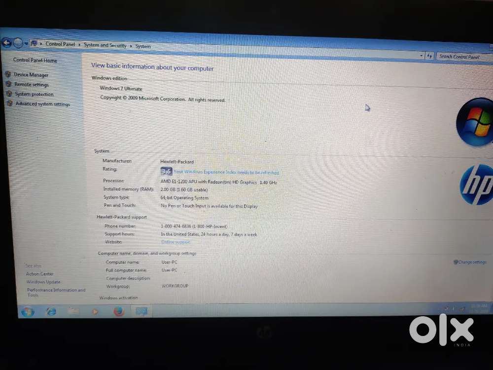 HP laptop AMD E1 1000