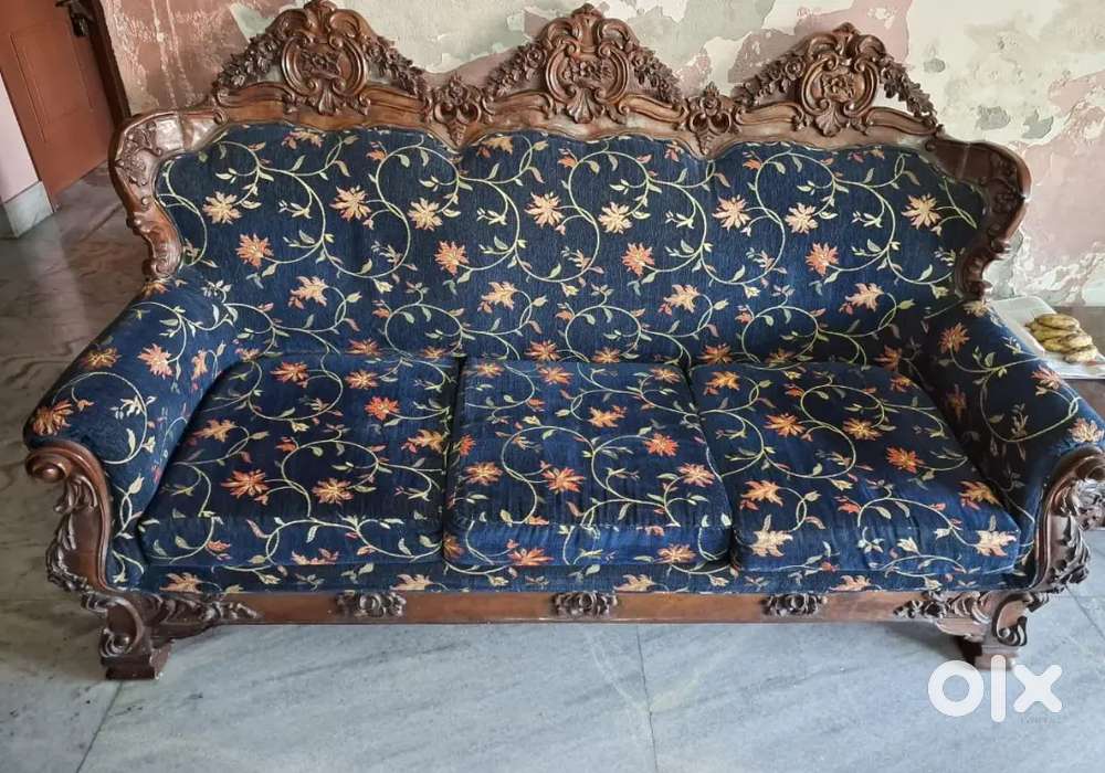 Teak wood 5 seater sofa with center table & teak dining  with 4 chairs