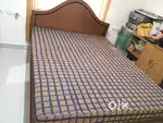 One year old teak queen size cot with 10 inch matress