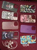 14 pro max Phone cases with earphone and charging cable