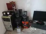 Hp computer set, keyboard, mouse, cpu , music set 4 speaker all set