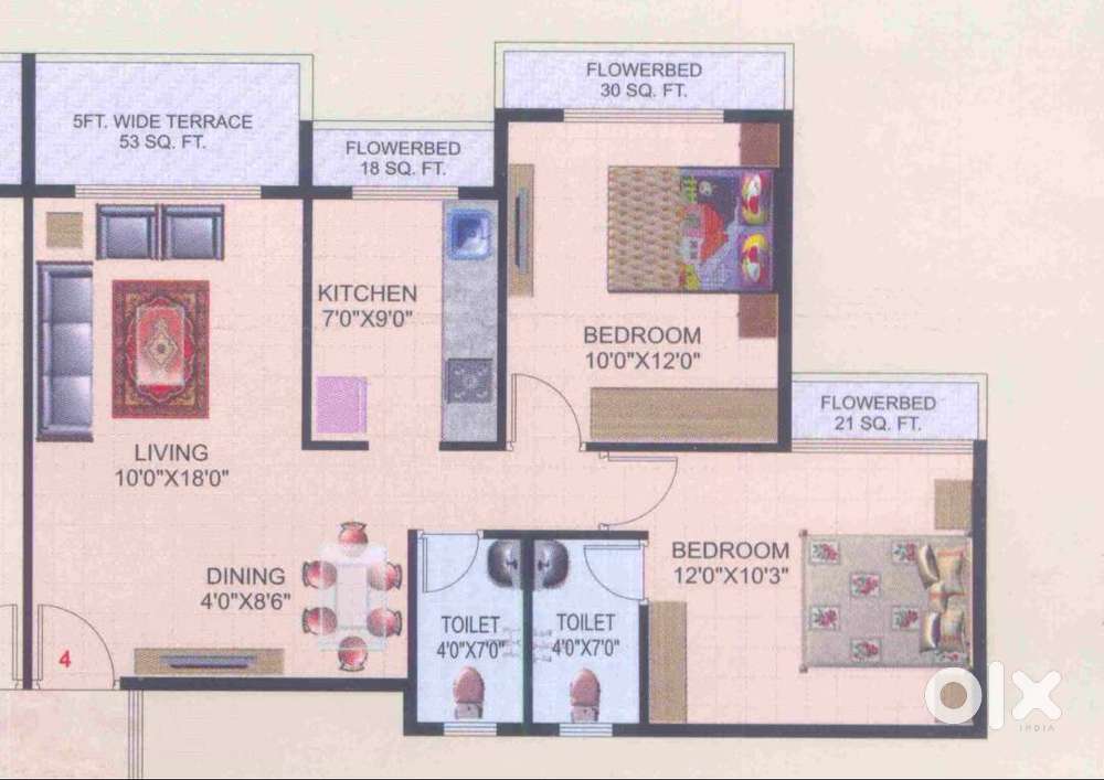 specious 2 BHK flat at walking distance from train station