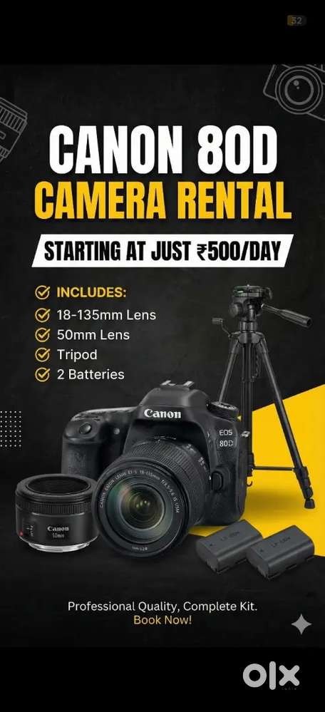 Canon 80D camera for rent