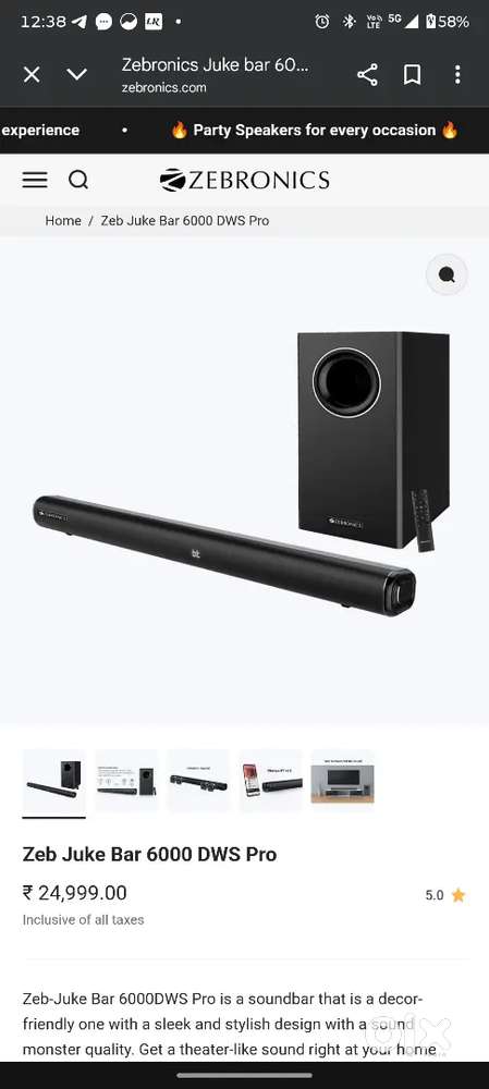 Zebronics Soundbar 6000DWS