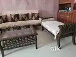 L Shape 8 Seater Sofa set with Glass Top Centre Table for Sale