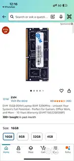 Laptop ram DDR4 16 gb ram