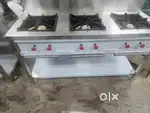 Gas bhatti. Stainless steel hotel kitchen