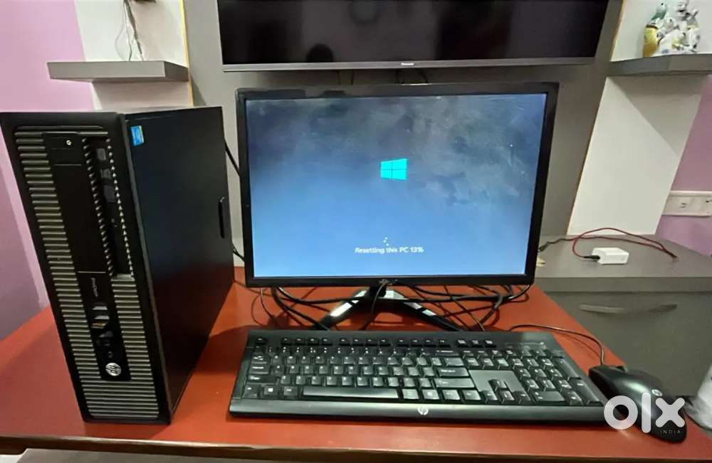 PC setup. Monitor, CPU, keyboard,mouse,UPS, webcam