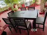 6 seater dining table and chair mahogany finish