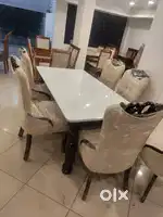 6 seater dining table teak wood Indian sagwan 
Full lining Marvel top
