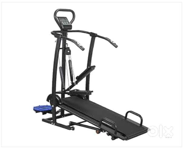 4-in-1 manual Treadmill with Jogger Stepper Twister push-up bar & LCD