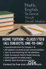 Online tutor– Class 1 to 8 (All Subjects, One-to-One)” i will teach