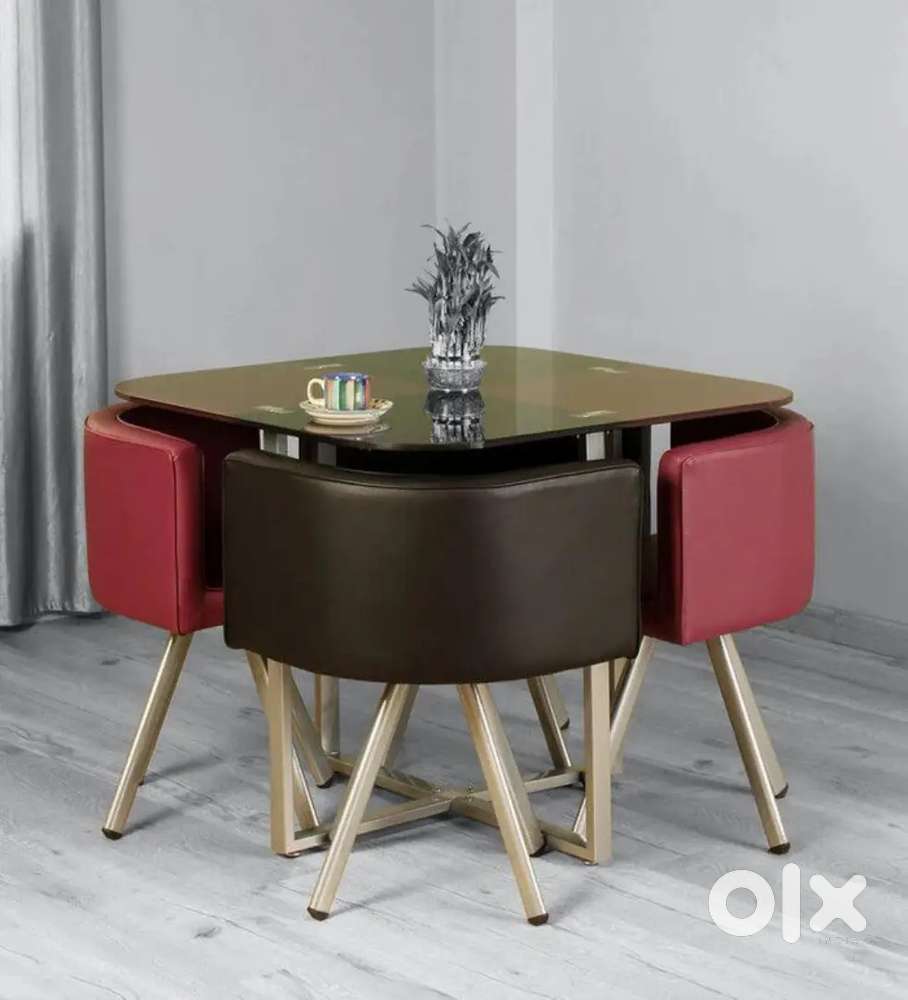 Small metal dining table.