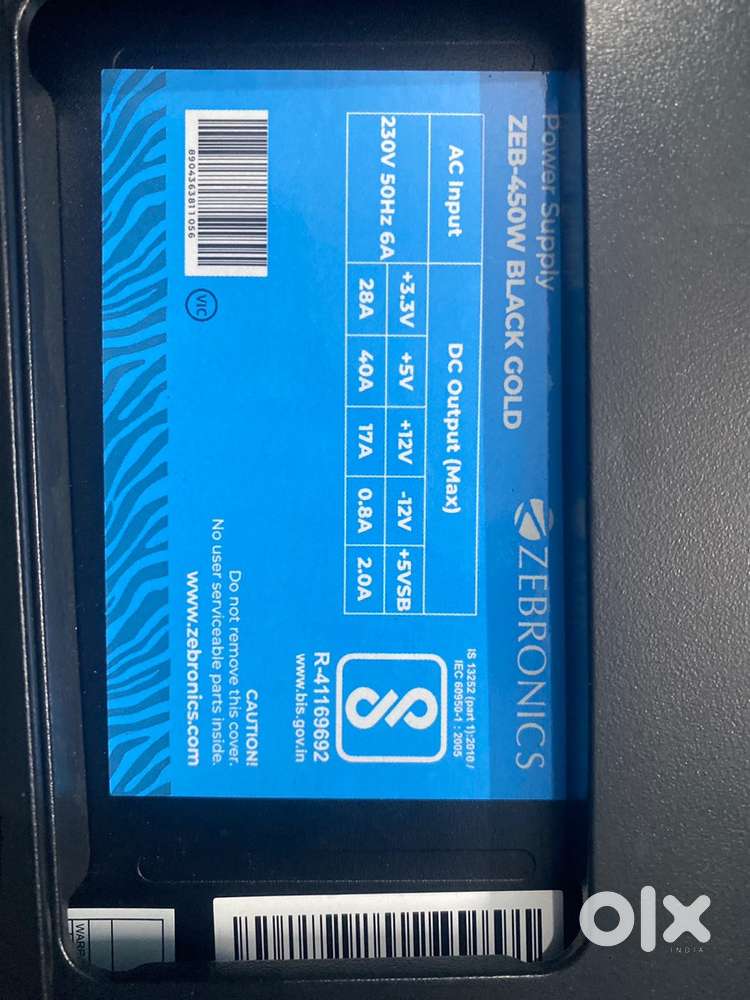 ZEBRONICS 450w BLACK GOLD power supply