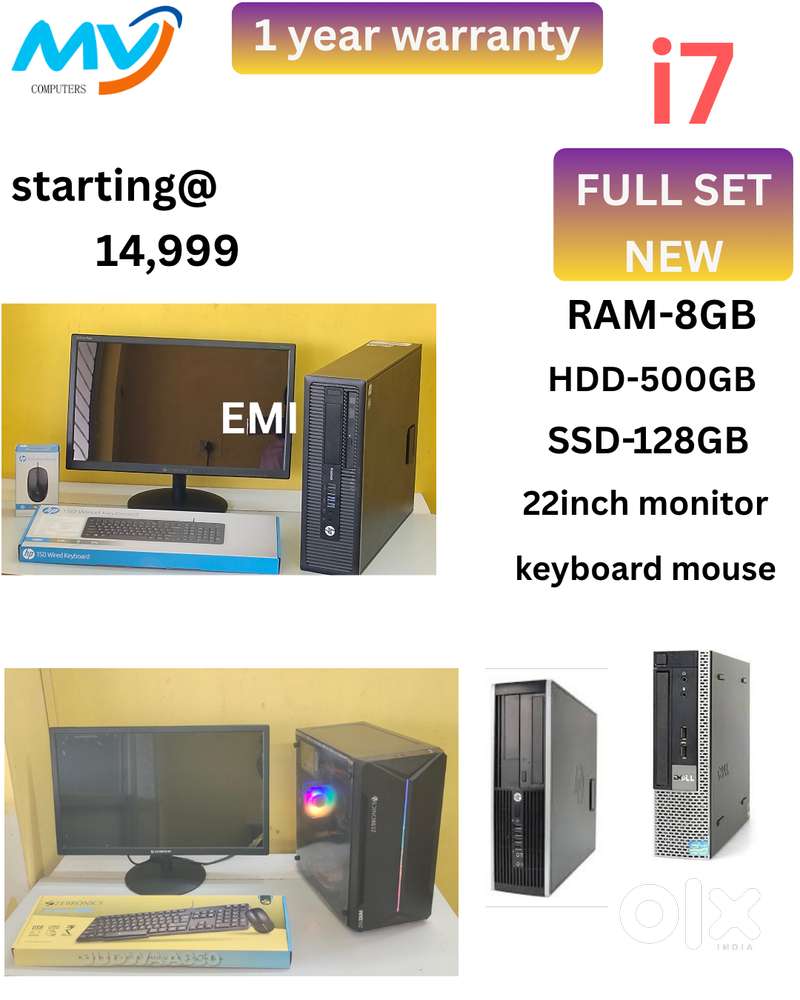 Branded CPU - i7 Process  Ram - 8GB DDR3  Hard Disk - 500GB