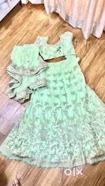Green Golden work lehenga