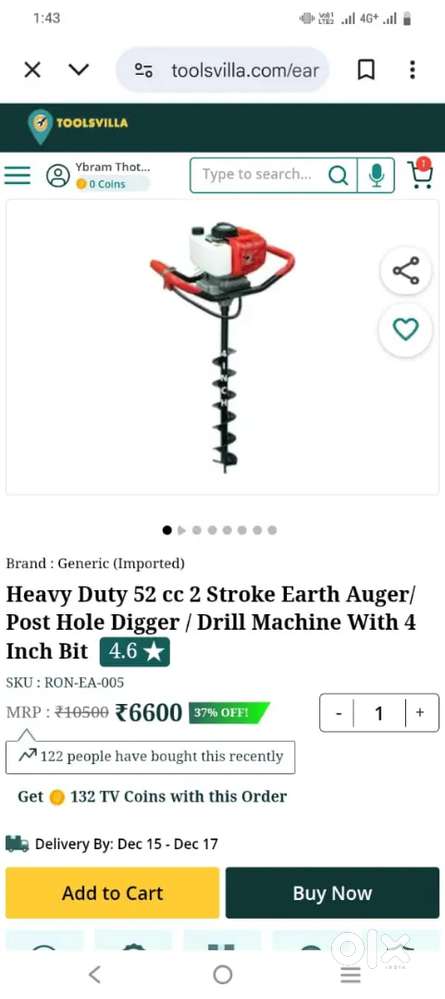 Heavy Duty  52 cc stroke Earth Auger ,Post Hole Digger machine