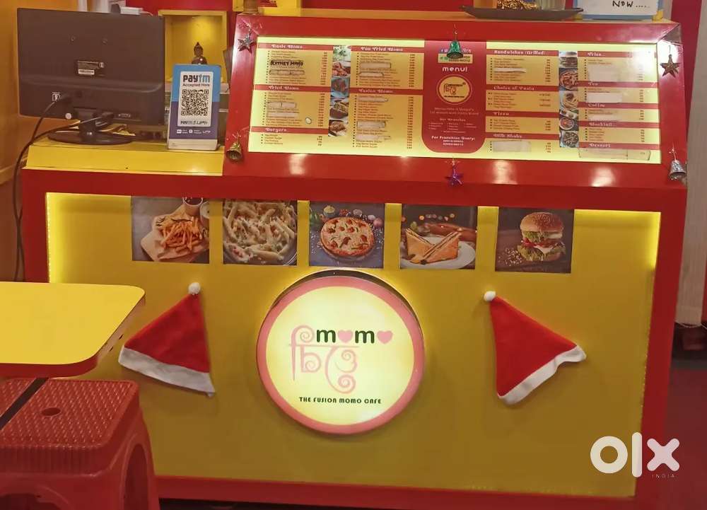 Wooden front desk or menu desk