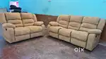Royal Oak Malaysian Fabric 3 +2 Seater Recliner Sofa Set  Good Condit