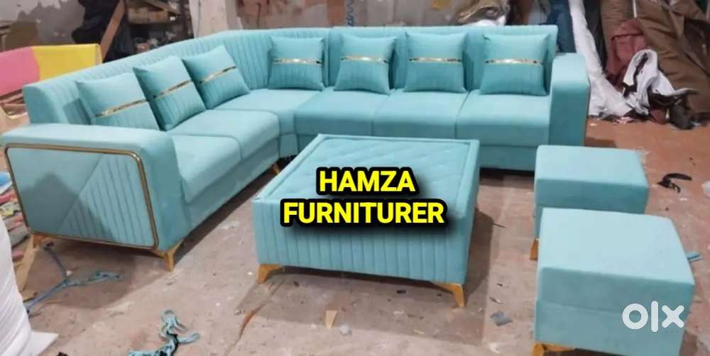 HAMZA FURNITURE New designer stylish look plywood L shape sofa set