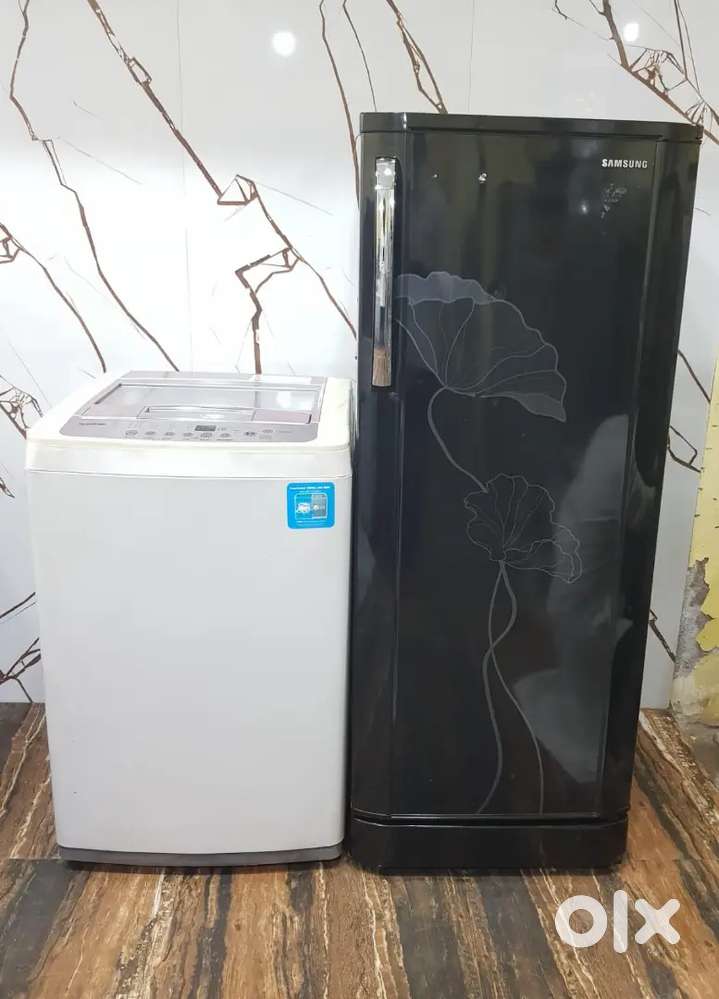Samsung flower model single door refrigerator and lg washing machine