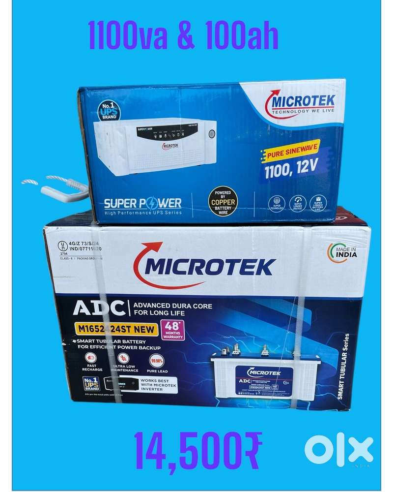 1100va & 100ah microtek sinewave inverter microtek battery 14,500₹