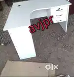 New white colour reception table l shape table office furniture