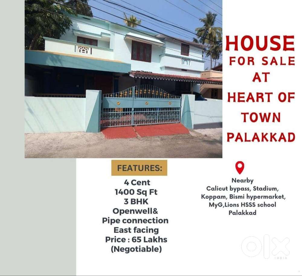 3bhk Well maintained,13year old 4cent 1400sqft for sale near mankavu