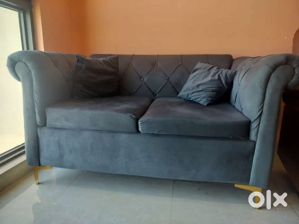 Sofa Set: 1 Seater leatheratee recliner and 2 seater fabric sofa