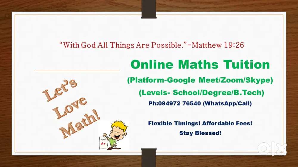 Online Maths Tuition available