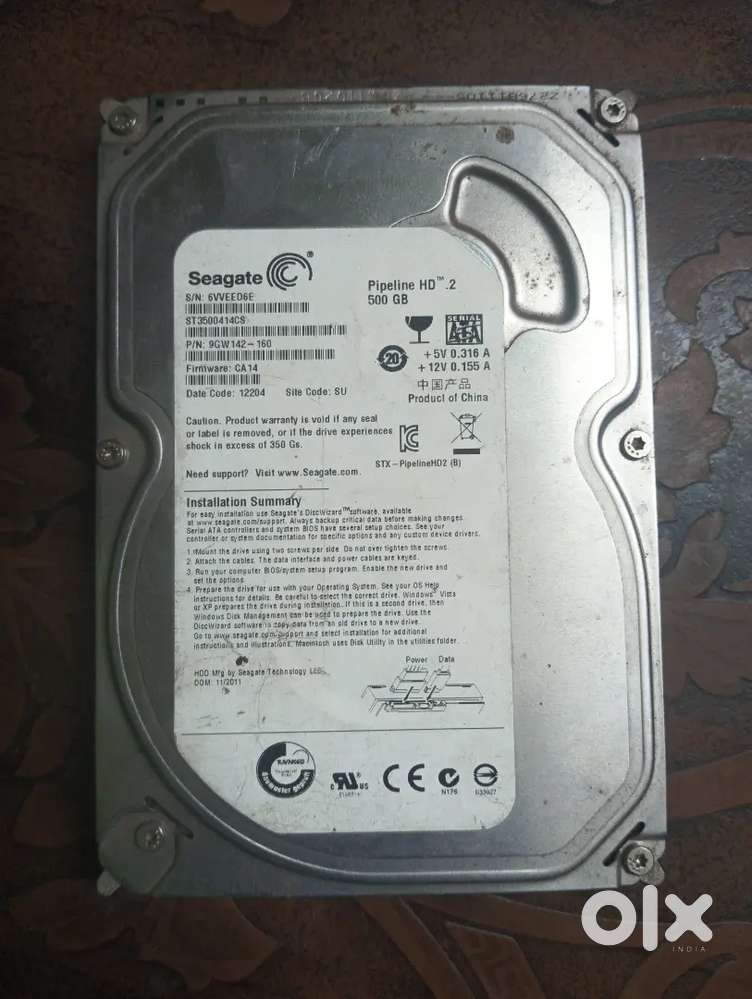 500GB Seagate hard disk