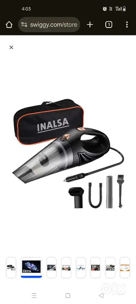 INALSA Car Vacuum Cleaner CarWorx, 5KPA Suction, HEPA Filter, 5mt Cord