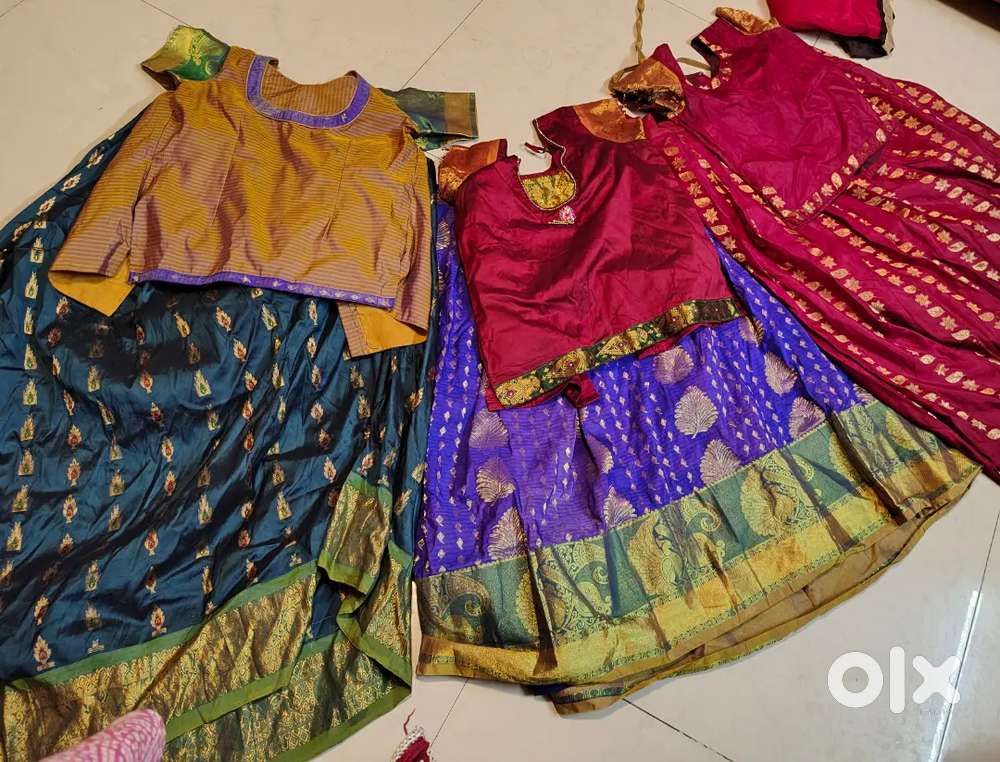 Kanchi silk pattu pavadai lehenga set 3 for 2k