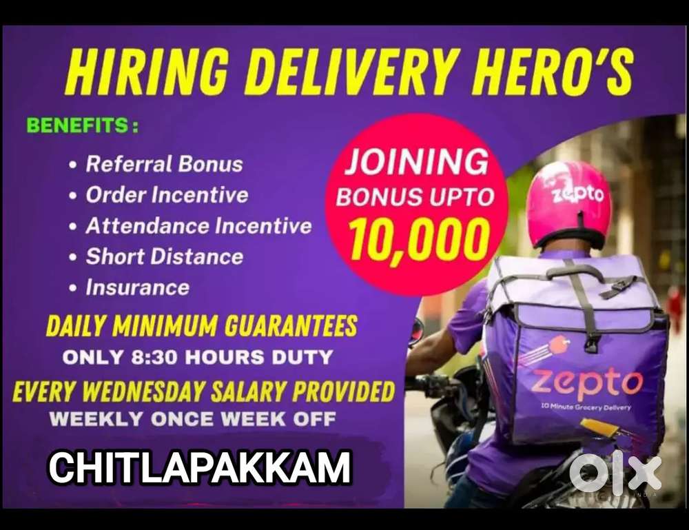 ZEPTO GROCERY CHITLAPAKKAM EARN WEEKLY 10250₹ IN FLEXIBLE TIMING SHIFT