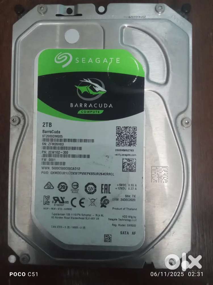 Seagate 2tb hard disk (barra cuda compute)