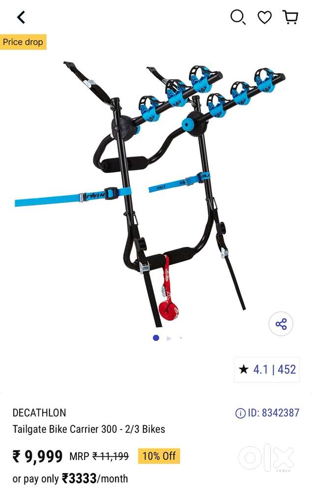 Decathlon cycle holder for car & Trampoline