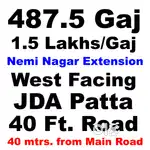 487.5 Gaj Plot, 7.35 Cr, Nemi Nagar Ext., West Facing, 40 Ft. Road