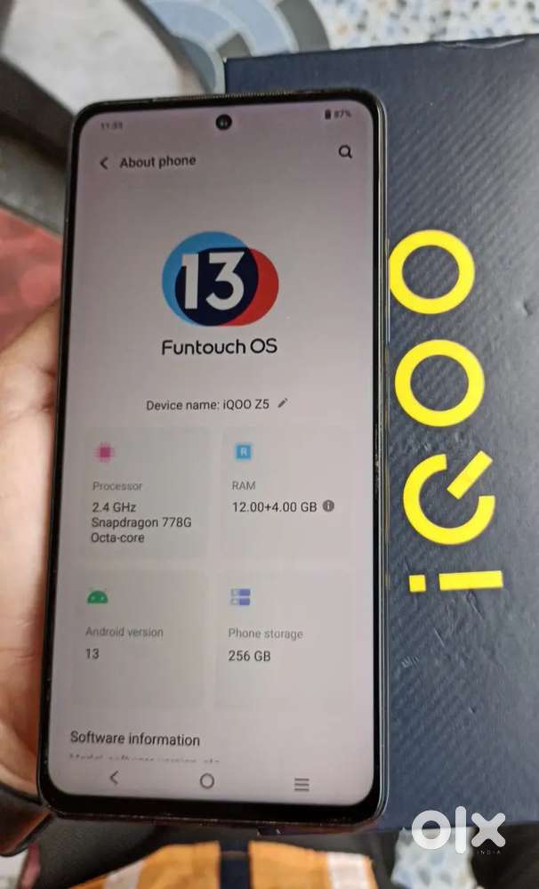12gb 256gb 5G Vivo iQoo Z5 Snpdrgon 778G Complete Fix Rate 12500