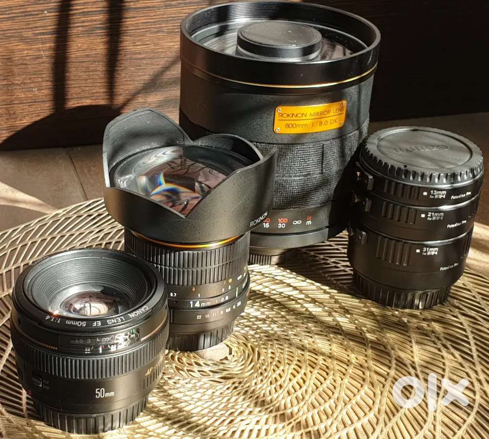 Canon EF Lenses - 16mm, 50mm, 800mm, 2x Macro Extender
