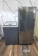 Samsung chrome model refrigerator & whirlpool automatic washing machne