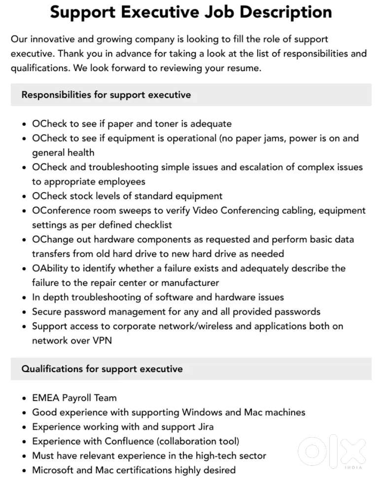 IT SUPPORT EXECUTIVE